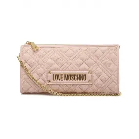 Borsa trapuntata con inserto in pizzo rosa