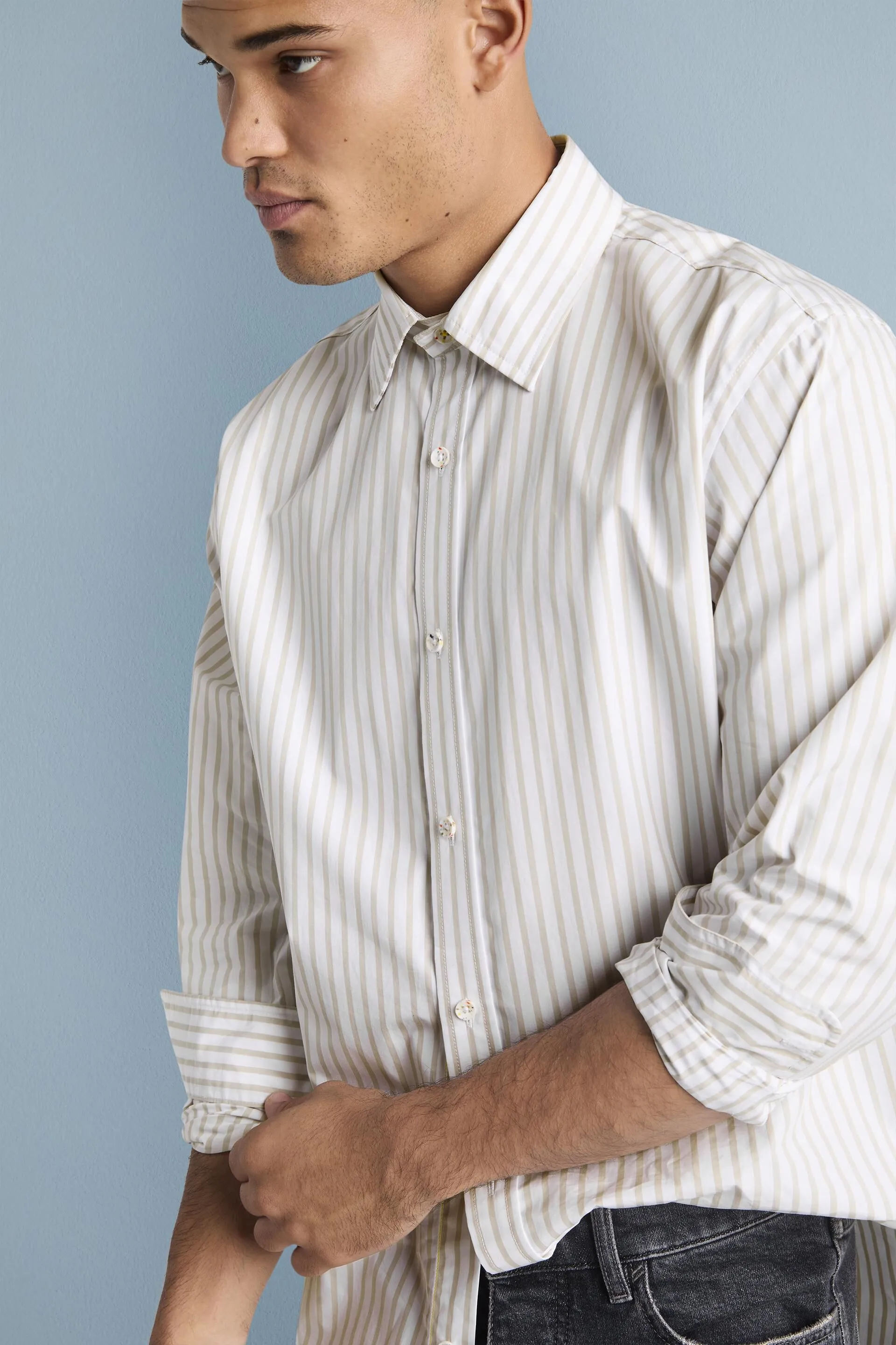 Camicia a righe in popeline di cotone