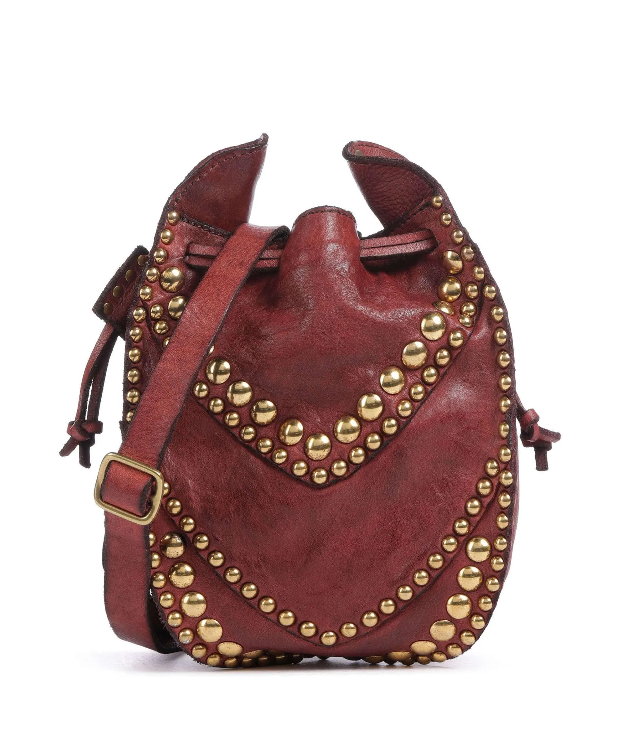  Campomaggi Borsa a secchiello pelle di vacchetta grana rosso scuro  