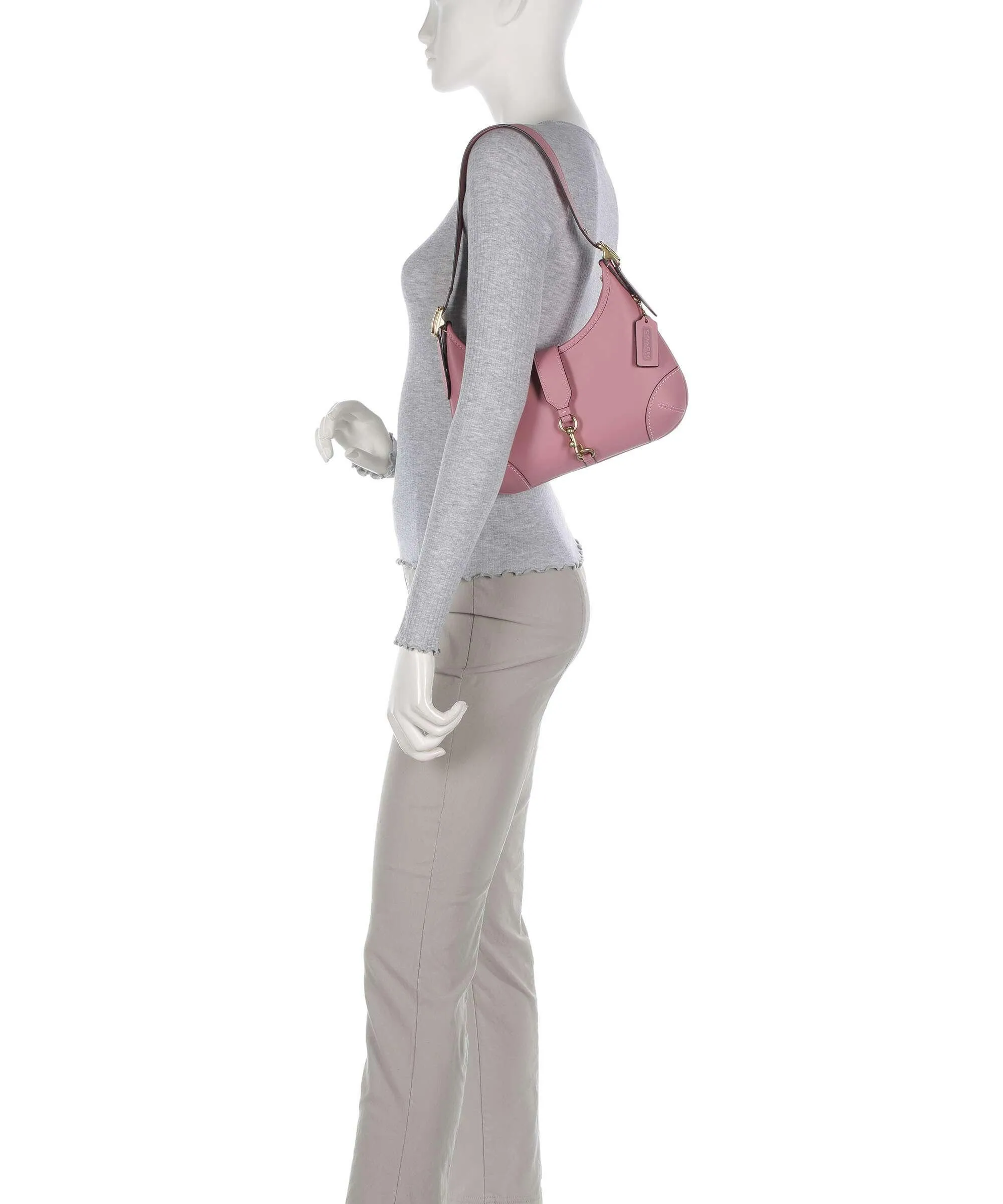  Coach Hamptons Borsa a spalla pelle bovina rosa  
