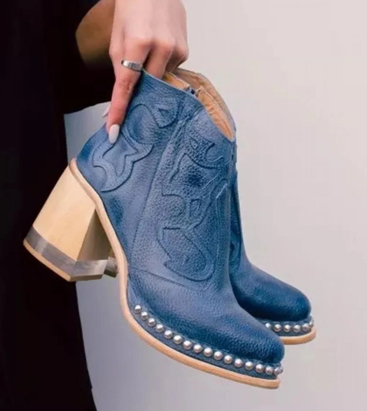 Comemore Leather Women Ankle Boots Woman Winter 2022 High Heel Shoes British Embroidered Design Short Boot Footwear Chau