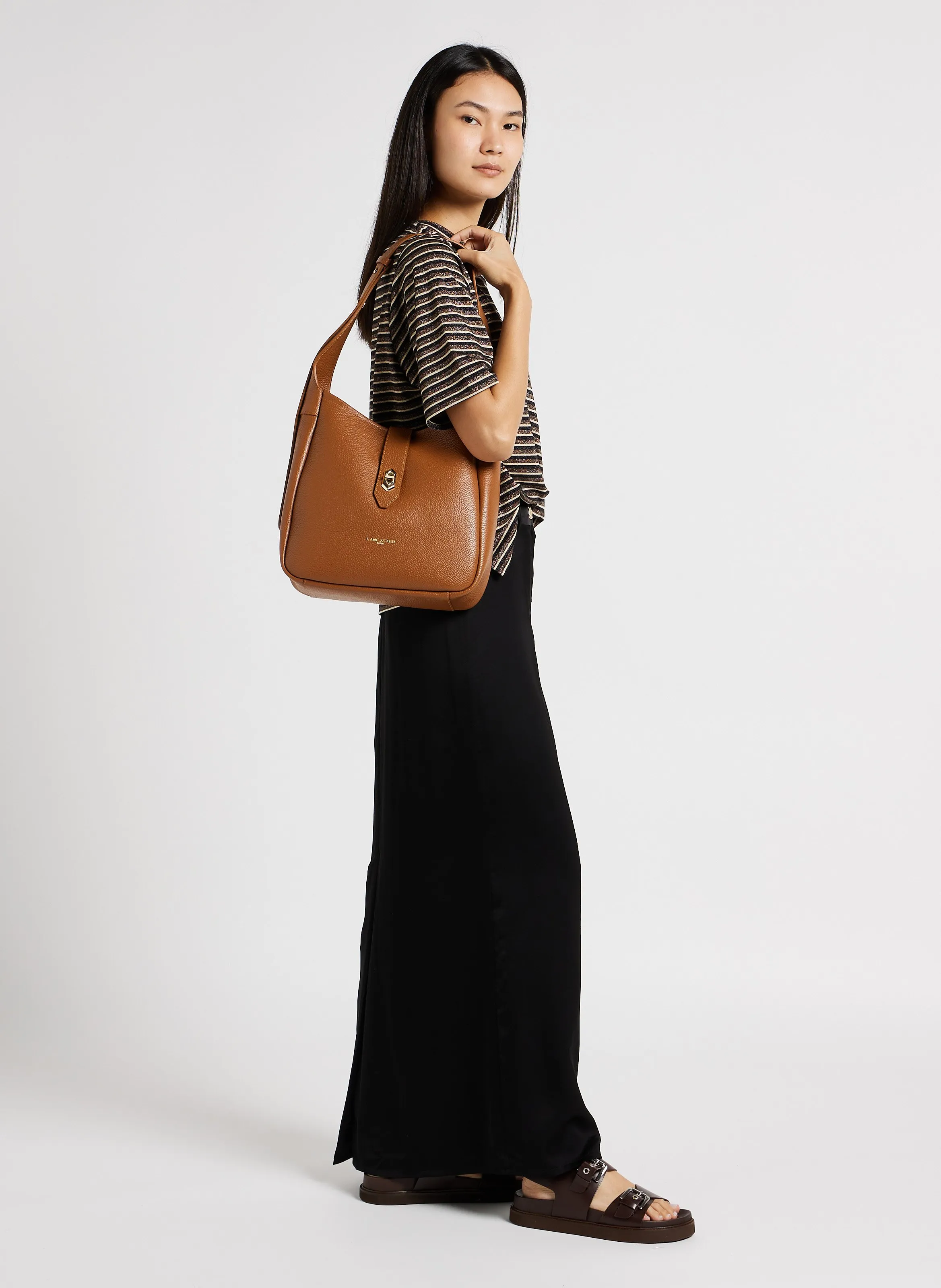  LANCASTER PARIS   TOP DOUBLE - Borsa a secchiello in pelle grana | Marrone