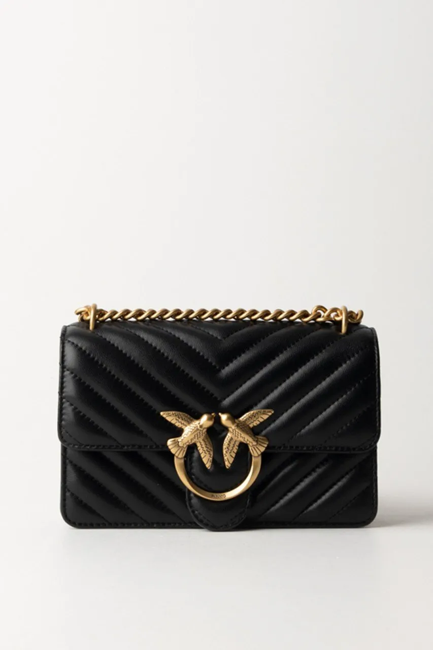 Love one Mini bag trapuntata NERO-ANTIQUE GOLD