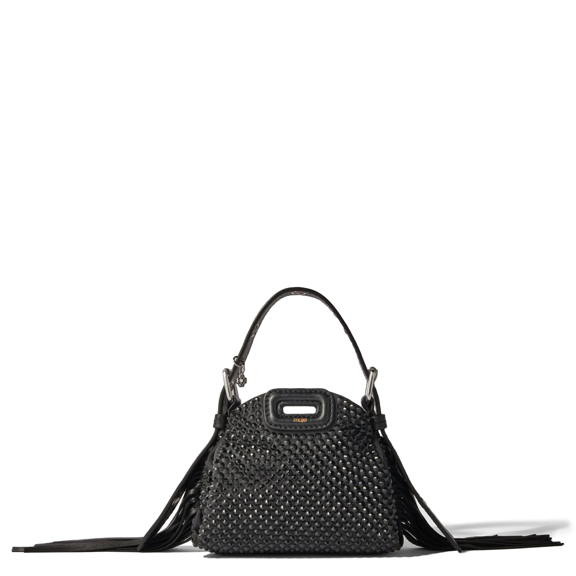  MAJE   MISS M MINI - Borsa a tracolla con frange e strass | Nero