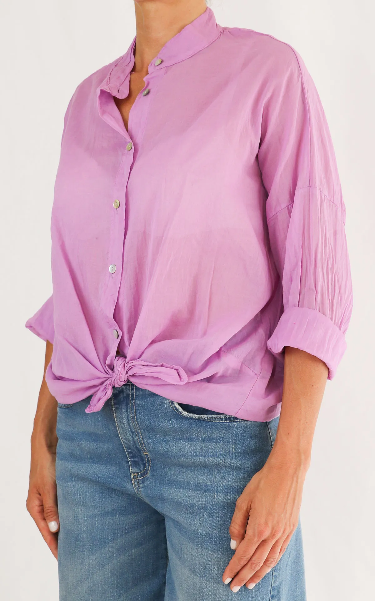 OFF-ON- Camicia mussola tinta unita – GLICINE