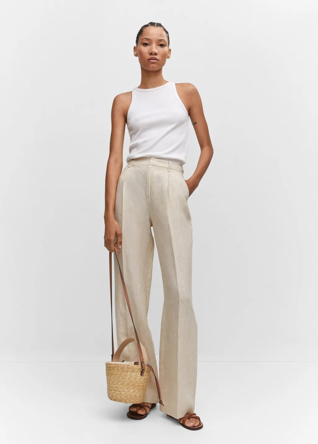 Pantaloni diritti lino