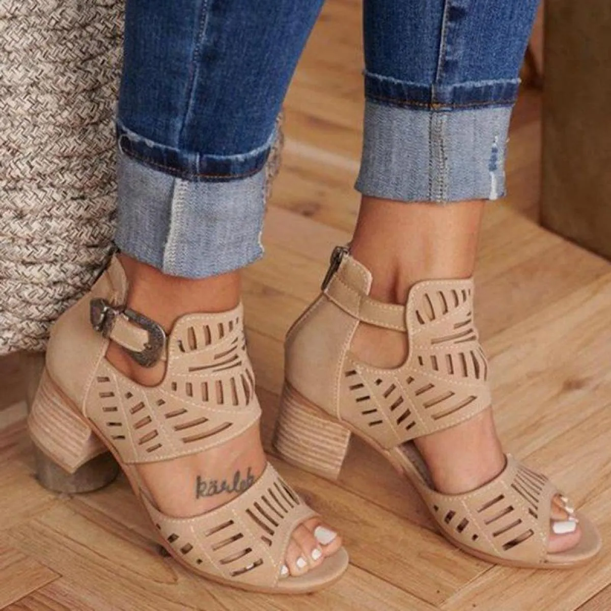 Sandali da donna tacco alto gladiatore cinturino con fibbia scarpe moda sandali da donna Mujer 2022 sandali estivi da donna tagl