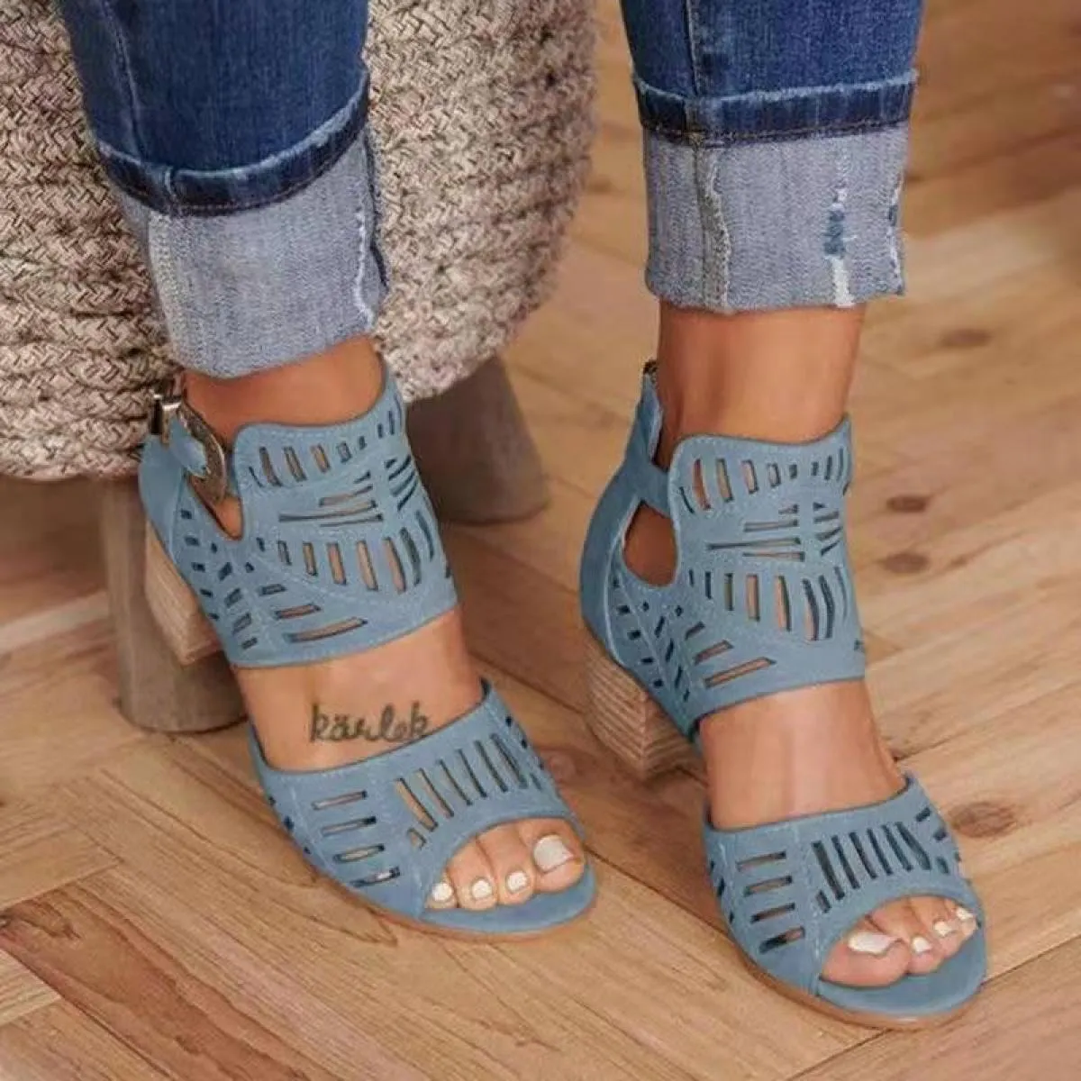 Sandali da donna tacco alto gladiatore cinturino con fibbia scarpe moda sandali da donna Mujer 2022 sandali estivi da donna tagl