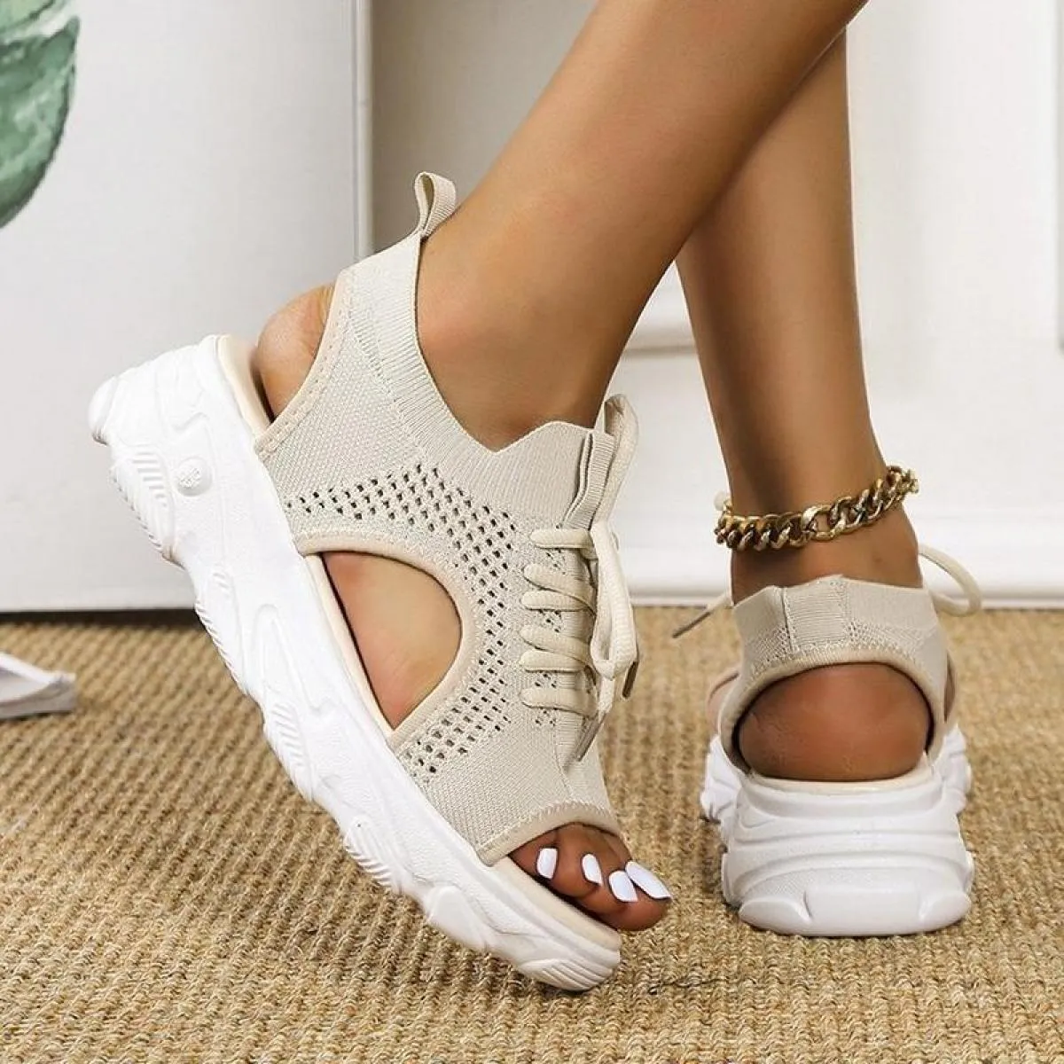 Scarpe da gladiatore traspiranti in tessuto elasticizzato Europa Sandali da donna Taglie forti 43 Sandali da donna Scarpe casual