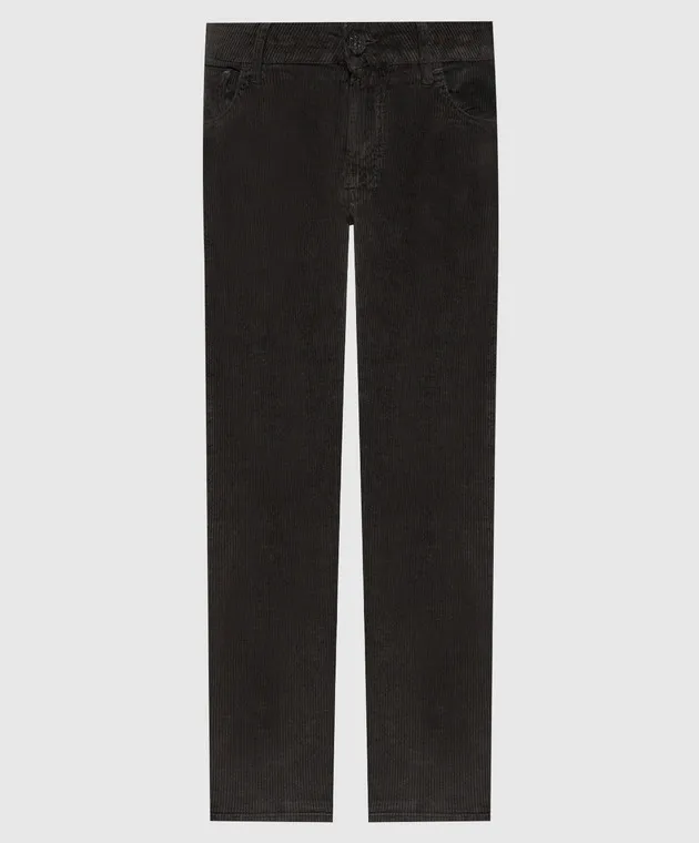 Stefano Ricci Pantaloni in velluto marrone con logo MST33S0070T0005