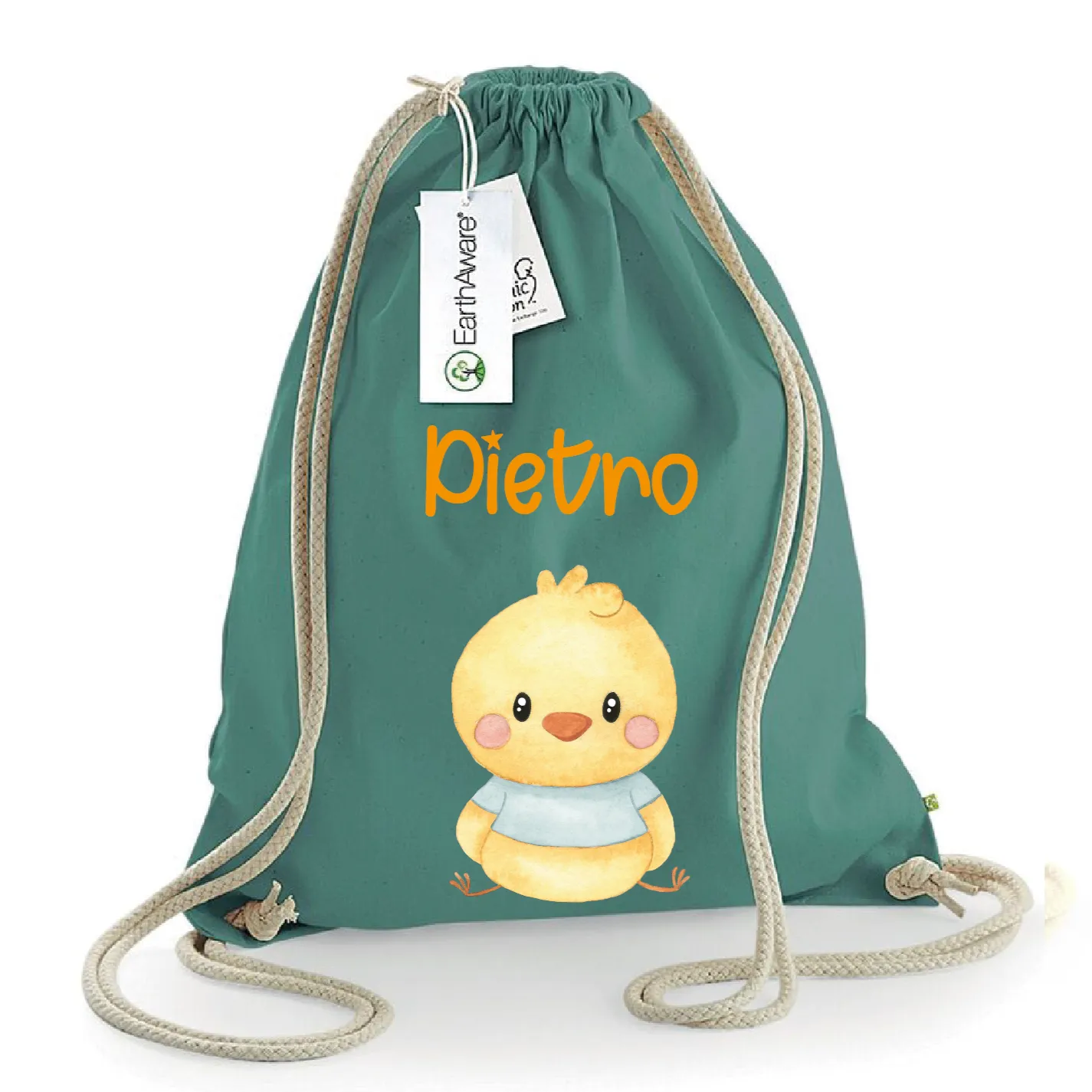Zaino a sacca in cotone pesante Pulcino Azzurro