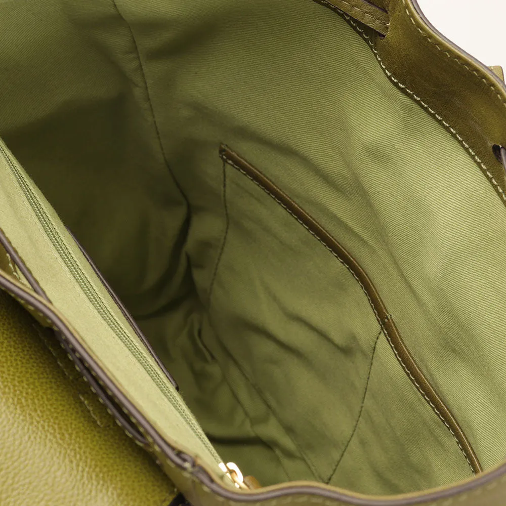 Zaino Donna con Pattina THE BRIDGE linea Carlotta in Pelle Verde Fico