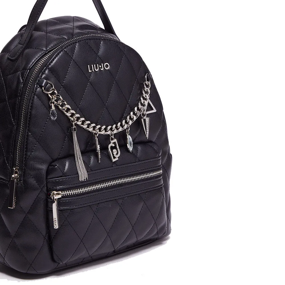 Zaino Donna LIU JO Ecosostenibile Matelassè Nero con Charms